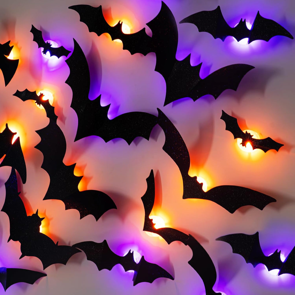 Halloween Skeleton Static Window Clings, Double Sided Ghost Bat Spider Stickers for Party