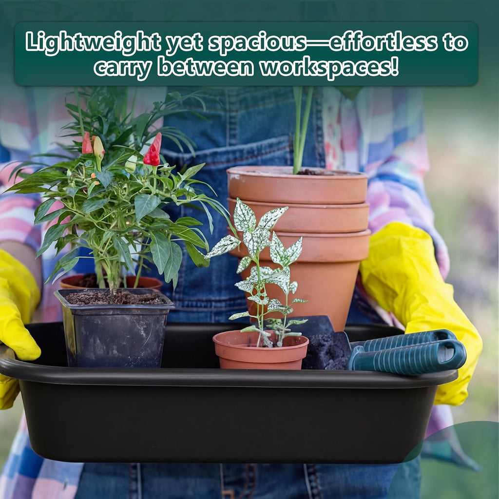 Vesici 3 Pcs Garden Tidy Trays Potting Tray for Seeding Growing, Black | Soil Mixing, Repotting Mat, Large Plant Trays