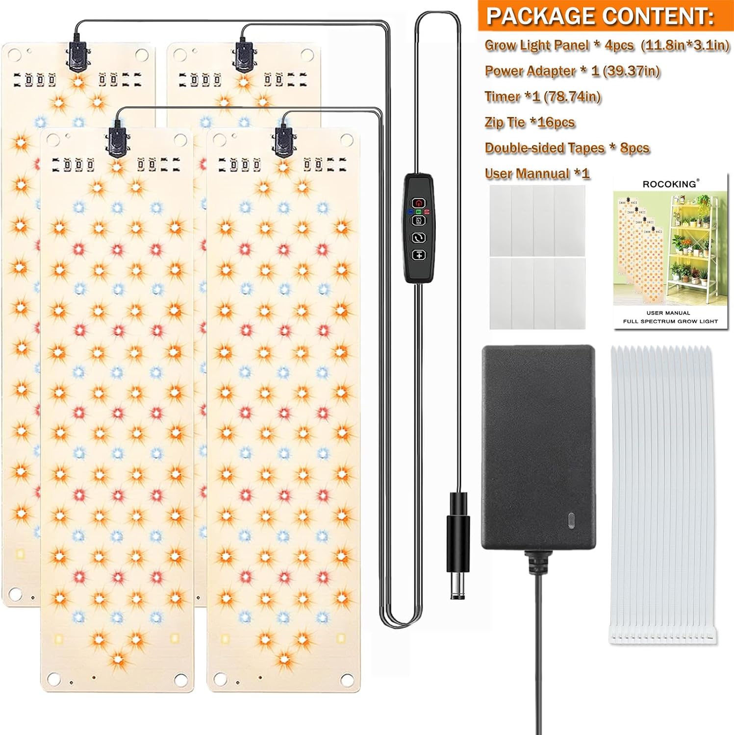 Grow Light,40W Ultra-Thin Panel Grow Lights for Indoor Plants,316LEDs Full Spectrum Grow Lights for Under Cabinet