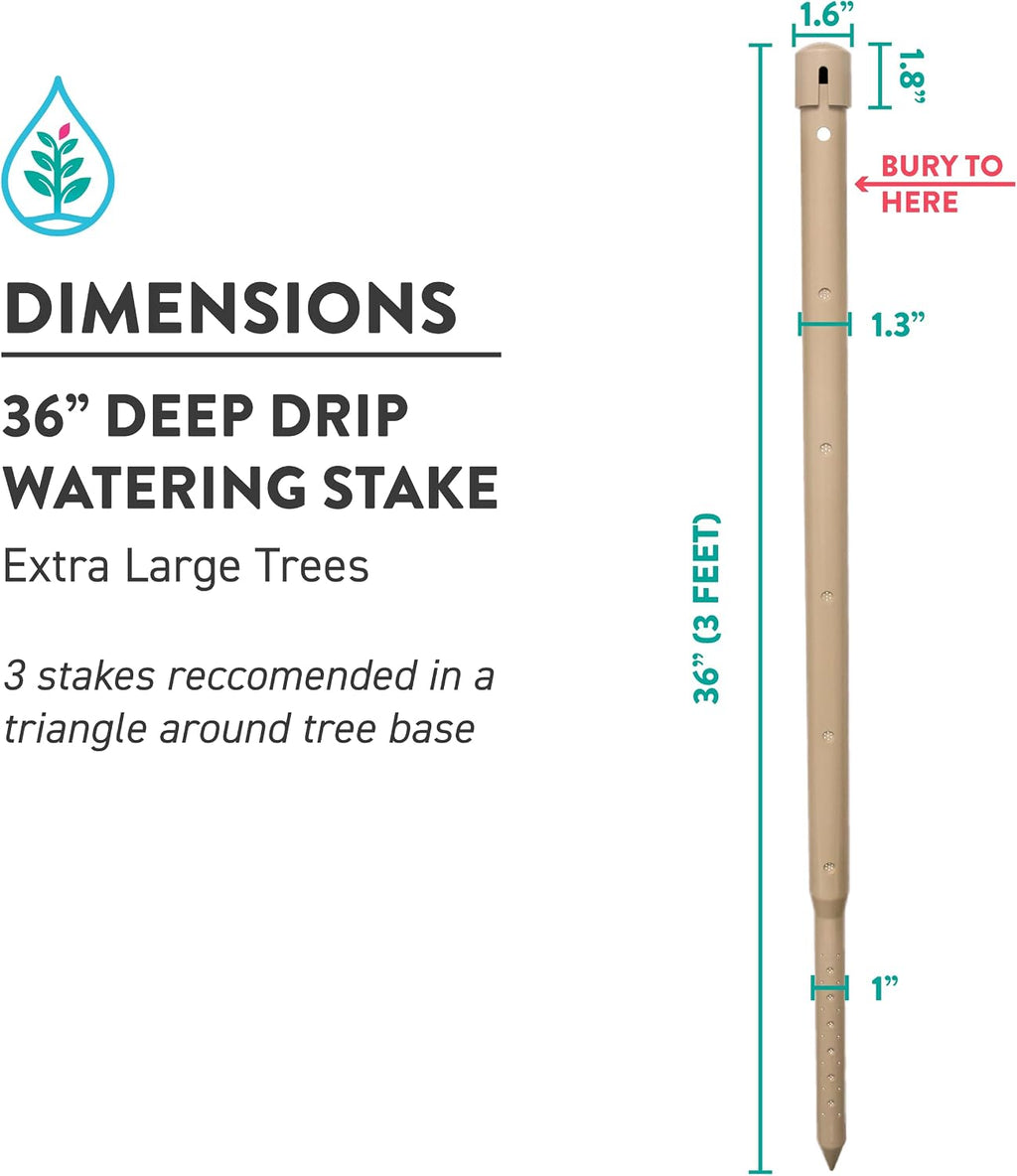 36 in. DEEP DRIP Large Tree Watering Stake (3 Pack) | UV-Protected ABS Plastic Tree Irrigation Spike for Extra-Large