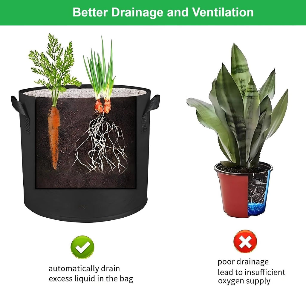 ANSLYQA 10-Pack 10-Gallon Grow Bags | Thickened Aeration Fabric Growing Pots Planters with Handles for Planting