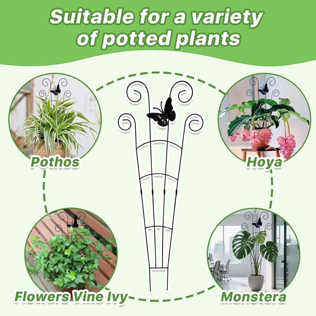 4 Pack 30 Inch Taller Plant Trellis for Potted Climbing Plants Indoor, Expandable Metal Garden Trellis for Climbing