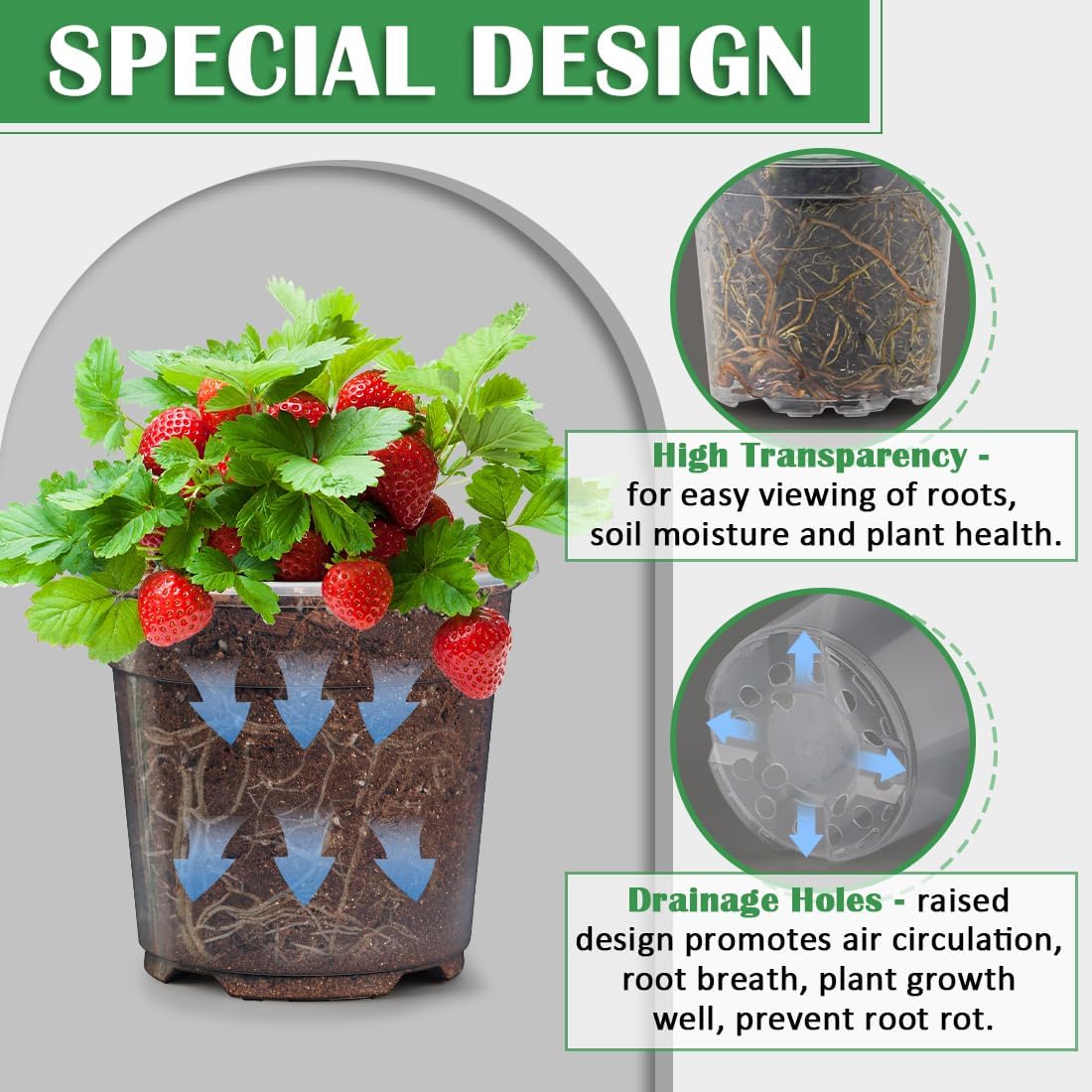30 Pack 7/6/5/4/3 Inch Clear Nursery Pots for Plants, Flexible Plastic Plant Pots with Drainage Holes, Transparent Seed