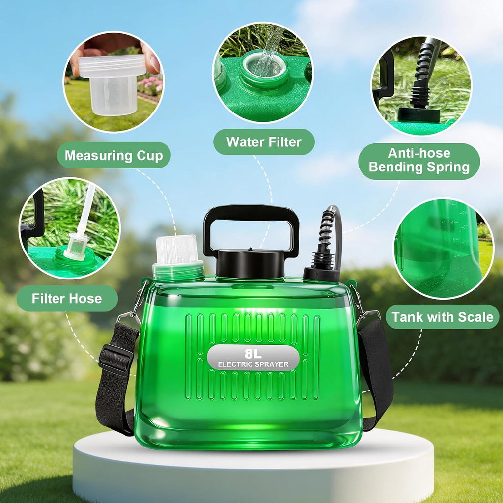 SideKing 2 Gallon Battery Powered Sprayer, Electric Garden Sprayer with 3 Adjustable Pressures & Telescopic Wand