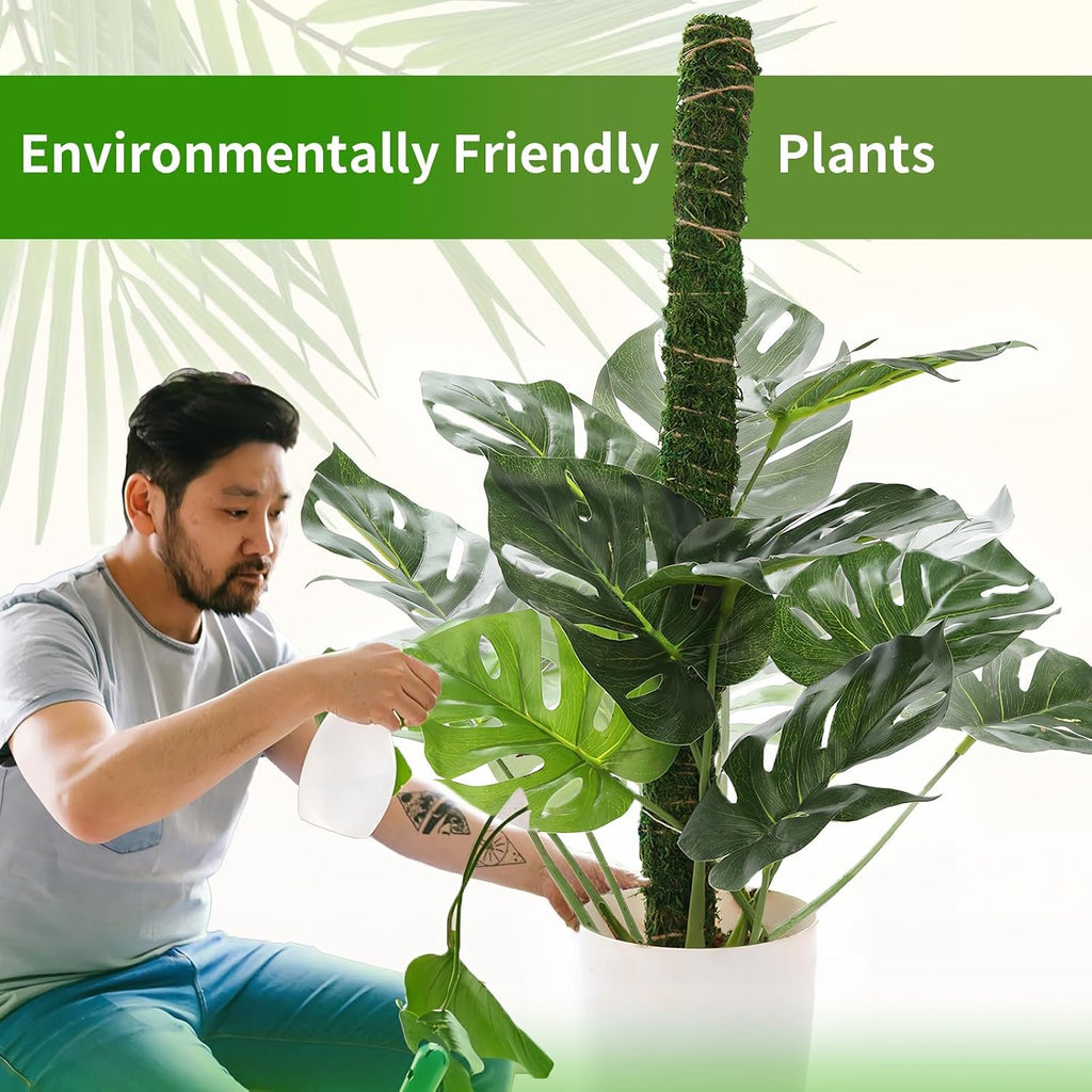 Soupiar Moss Pole Monstera Plant Support - Tall 63 Inch Pure Natural Handmade Bendable Moss Poles for Climbing Plants