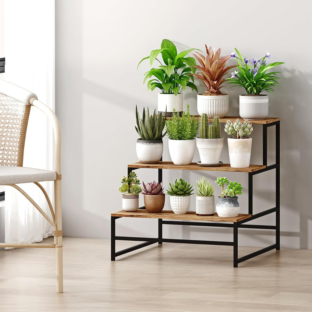 23.6" Wide Plant Stand Indoor, 3-Tier Modern Plant Ladder Shelf Corner Flower Pot Holder Organizer for Living Room