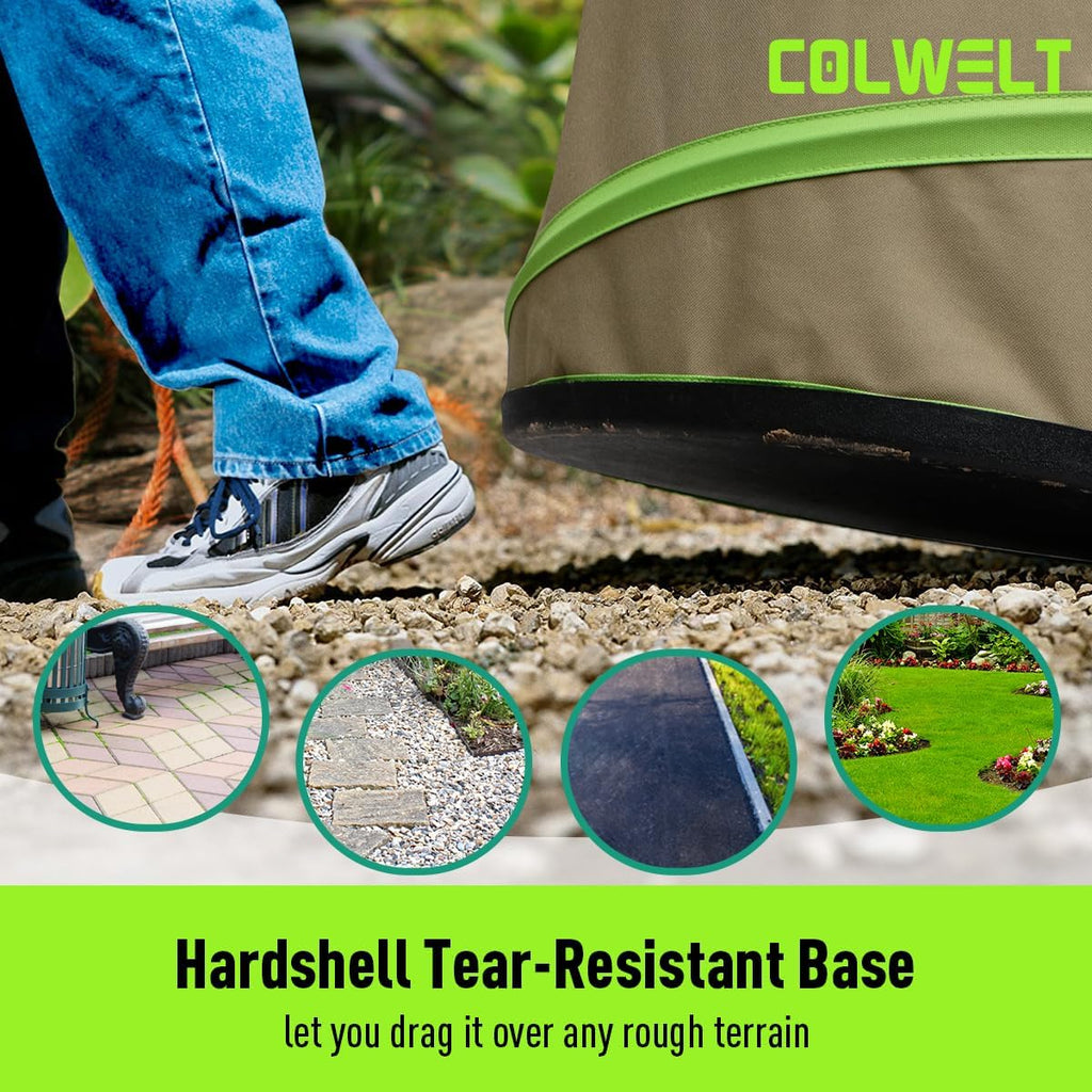 Colwelt Collapsible Garden Bag 47Gallon, Collapsible Leaf Bags with Hard Bottom, Heavy Duty Yard Waste Bag Leaf Bin