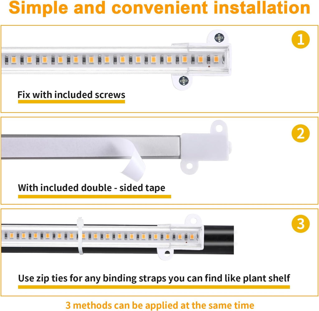 LED Grow Light Strips, Grow Lights for Indoor Plants Full Spectrum 3000K, Plant Light Bar with 3/9/12H Timer, 10