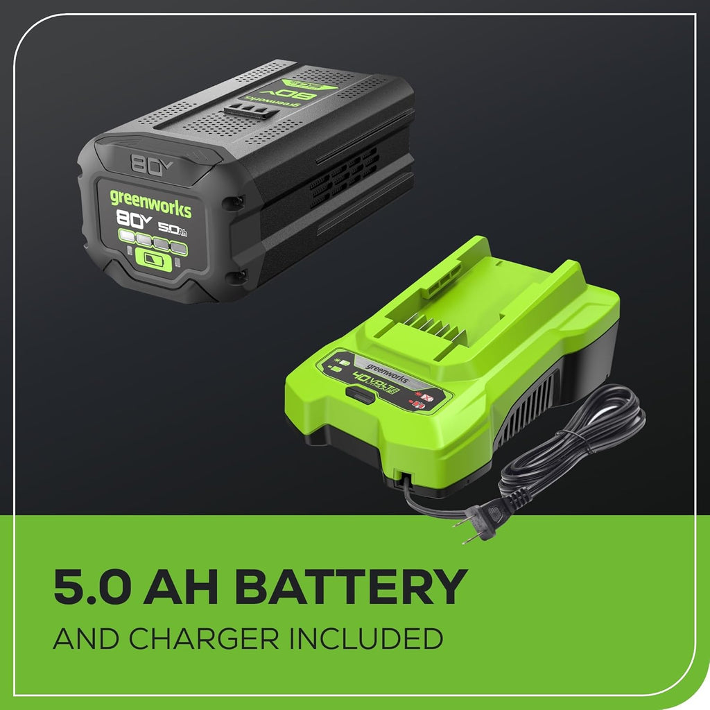 Greenworks 40V 21 in Self-Propelled Lawn Mower, 5.0 Ah Battery and Charger