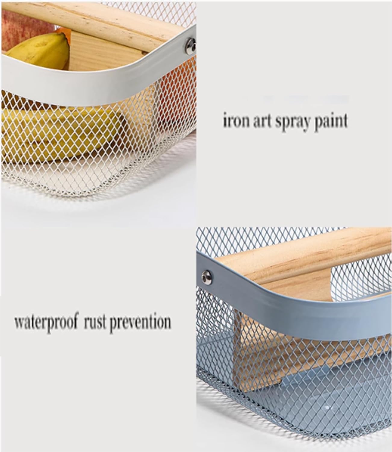 AJIODA Metal Mesh Steel Storage Basket, Garden Harvest Wire Organizer Basket Multi-functional Kitchen Fruit Basket with