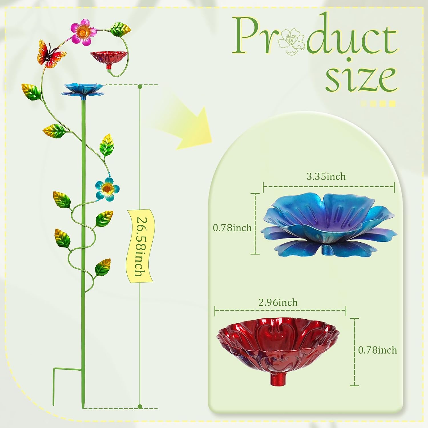 Bee Watering Station for Garden, Double-Flower Bee Bath 4 Pack | Colorful Butterfly Feeder, Metal Bee Feeders for