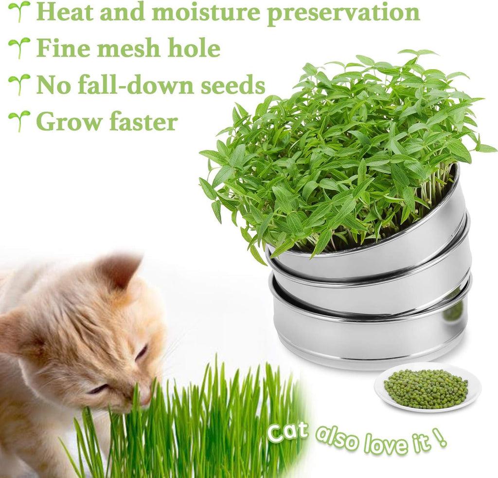 SOLIGT Stackable Stainless Steel Seed Sprouting Kit, 2-Tier Mesh Sprouting Trays, 1 Base and 1 Cover Lid | Come with