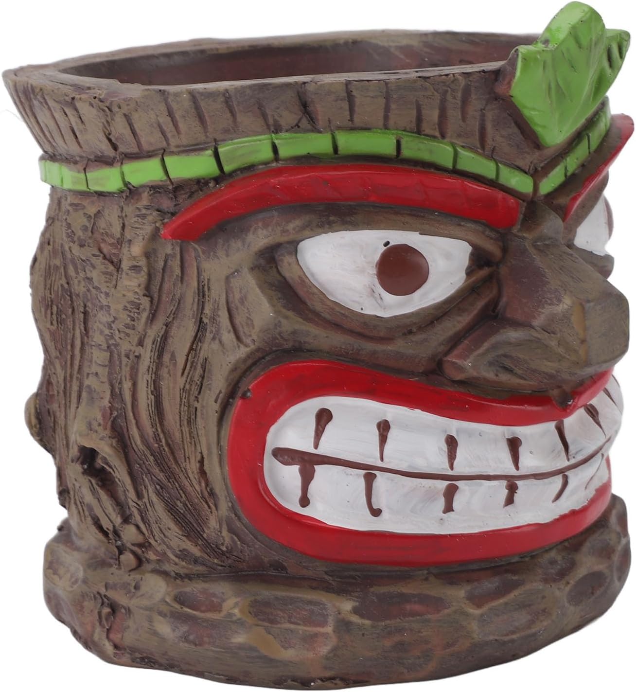 Funny Tiki Head Indoor Small Planter Pot, Totem Sculpture Planter Pot, Novelty Face Flowerpot with Hole, Resin UV Proof