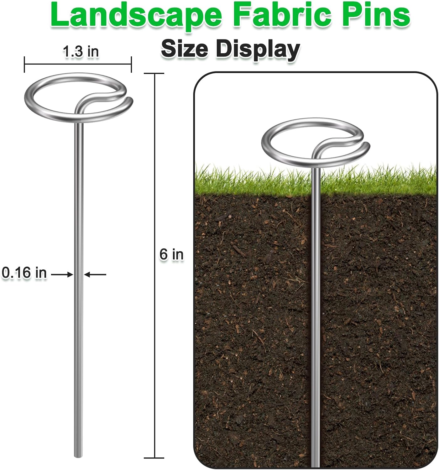 120 Pack 6 Inch 8 Gauge Landscape Staples – G-Shaped Heavy Duty Garden Stakes, 4.0mm Galvanized Ground Anchors, Sharp