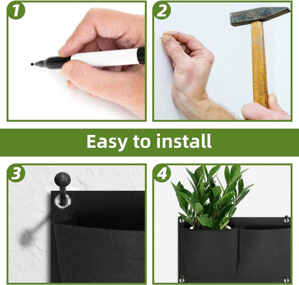 LITLANDSTAR 18 Pockets Hanging Grow Bags, 2 Pack Horizontal Wall Planter Plant Grow Bags Outdoor Indoor Hanging Planter