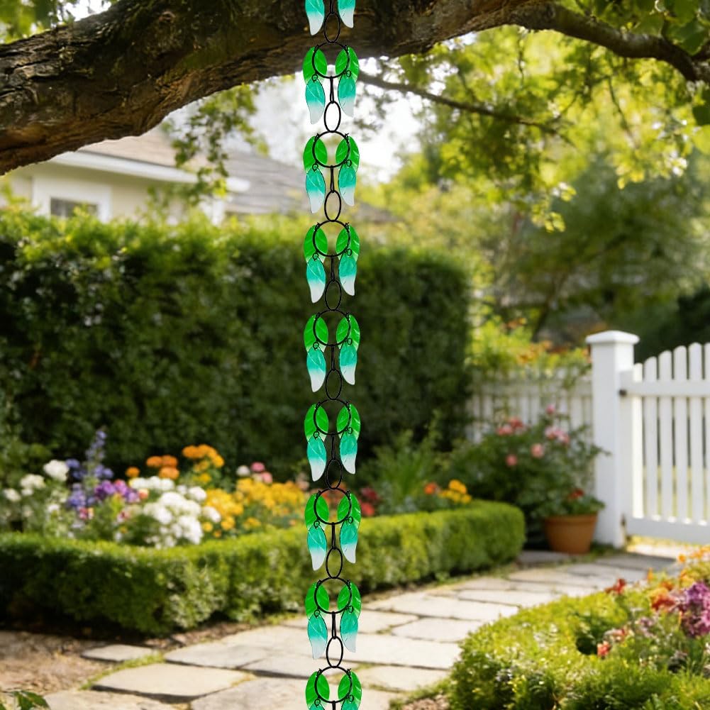 Rain Chains for Gutters Outside, 7.87FT Adjustable Glass Rain Catcher Chain | Heavy Duty Gutter Downspout Replacement