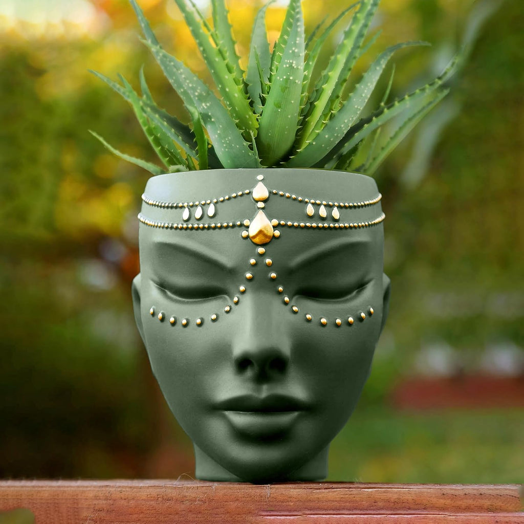 Head Planter - Indoor & Outdoor Home Decor Gifts for Plant Lovers - for Flat Surface or Wall Mount - Unique Face