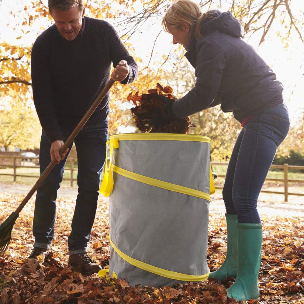 3 Pack 30 Gallon Collapsible Trash Can, Reusable Garden Leaf Bag, Pop-Up Portable Yard Waste Bags for Lawn Debris