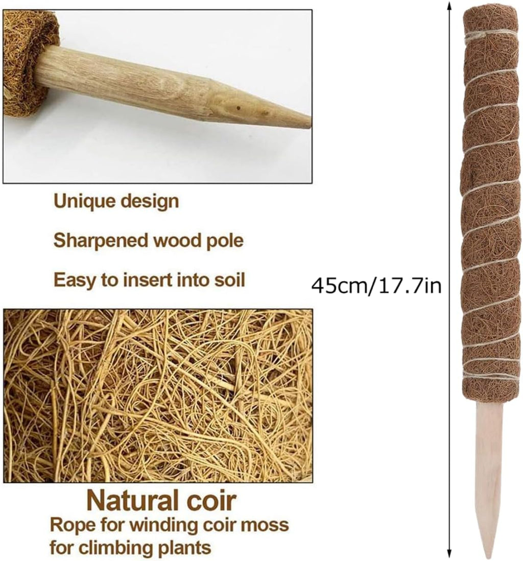 4PCS 45CM Coir Totem Pole for Climbing Plants, Moss Stick Plant Support Indoor Outdoor Garden Supplies