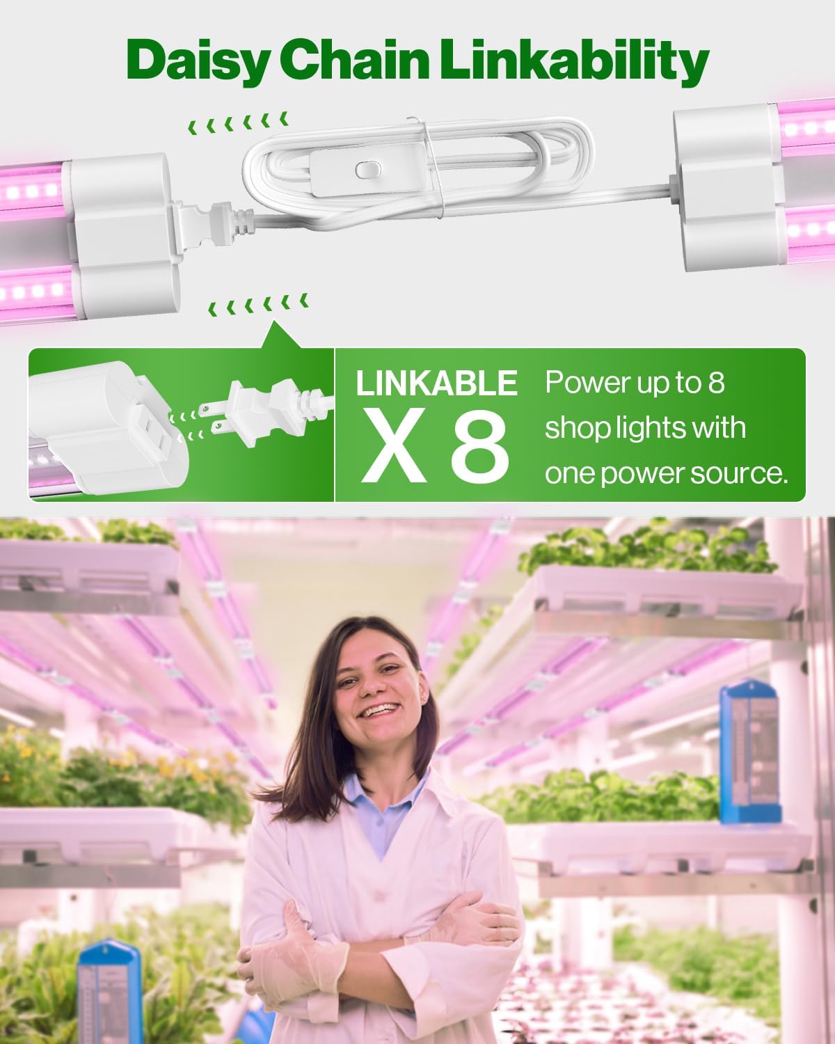 Sunco 4 Pack 2FT LED Grow Light, Full Spectrum, 20W | Indoor Lighting, for Seed Starting, Seedling, Indoor Plants, Plug