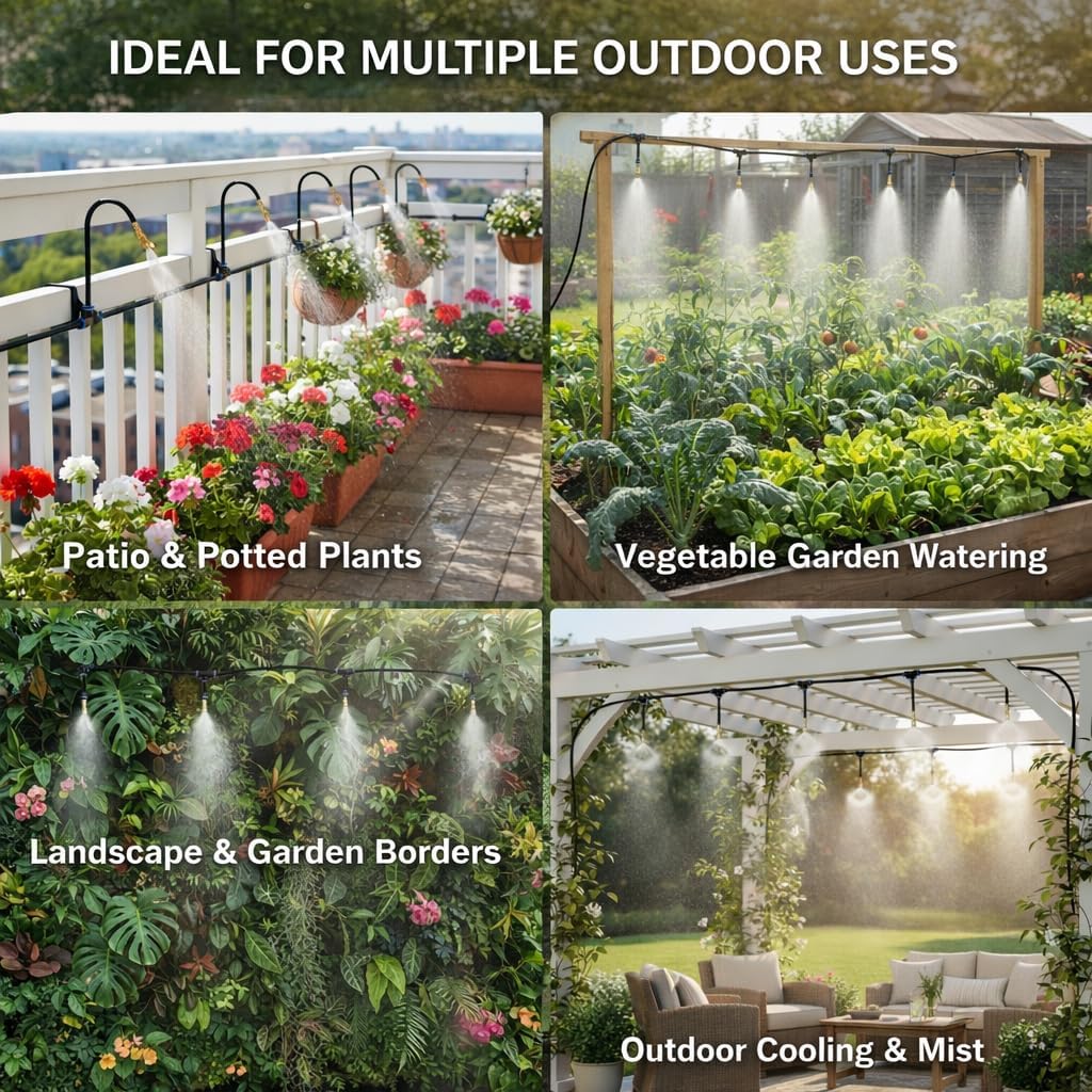 Drip Irrigation System 200FT 1/4", 36 Adjustable Copper Nozzles | 36 adjustable copper nozzles with 360° bendable rods