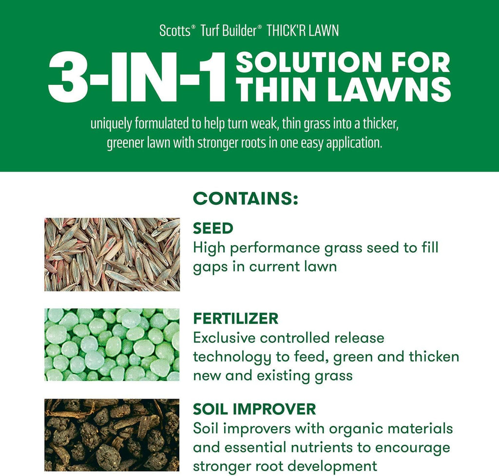 Scotts Turf Builder Thick'R Lawn Tall Fescue Mix, 12 lbs. (2-Pack) | Combination Seed, Fertilizer and Soil Improver