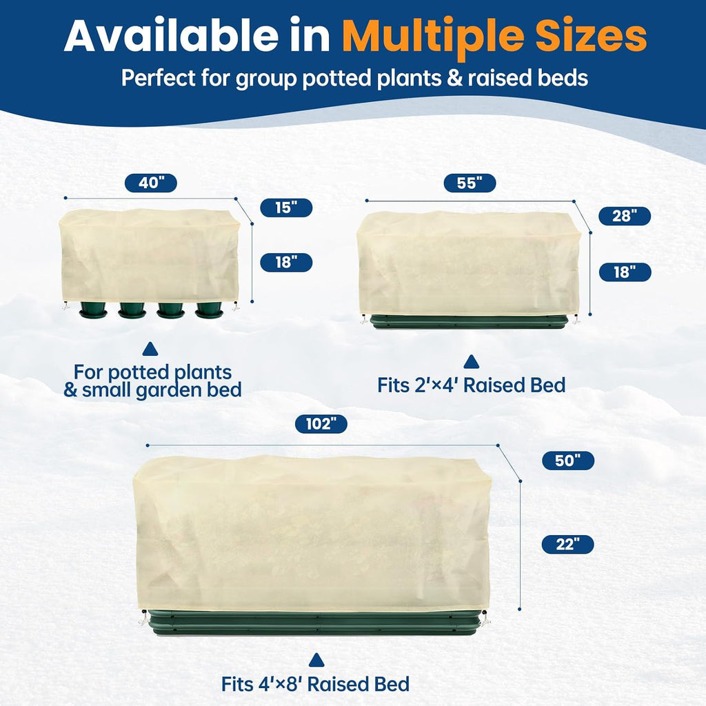 Plant Covers Freeze Protection, 2 Pack Garden Covers for Raised Bed, Frost Cloths for Outdoor Plants, Winter Protection
