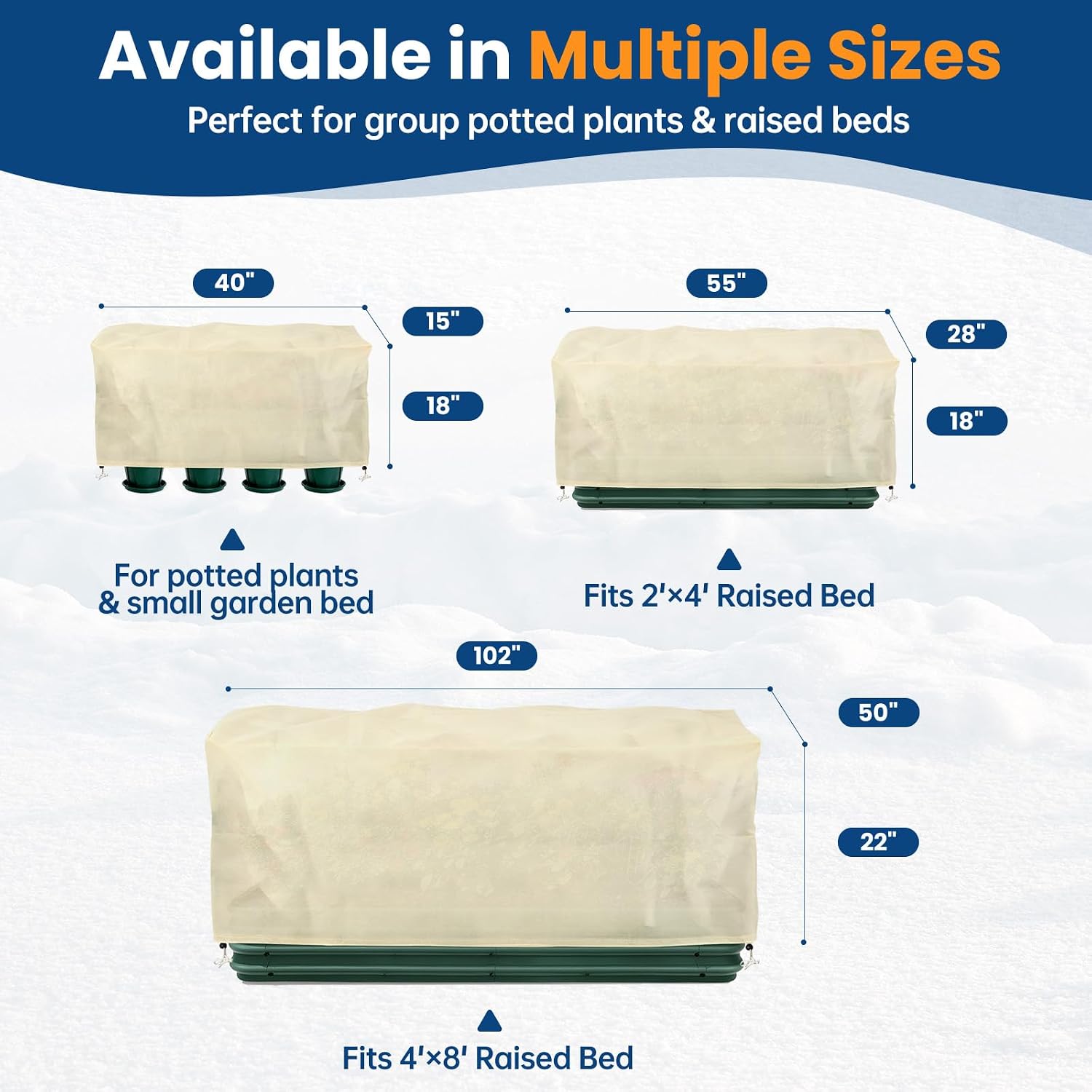 Plant Covers Freeze Protection, 2 Pack Garden Covers for Raised Bed, Frost Cloths for Outdoor Plants, Winter Protection