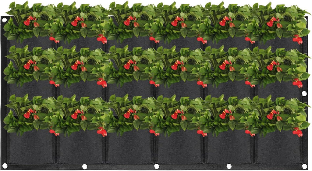 ZOENHOU 2 Pack Total 36 Roomy Pockets Horizontal Garden Planter, Waterproof Wall-Hanging Flower Pot Bags, Felt Wall