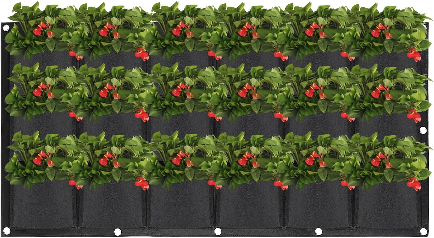 ZOENHOU 2 Pack Total 36 Roomy Pockets Horizontal Garden Planter, Waterproof Wall-Hanging Flower Pot Bags, Felt Wall
