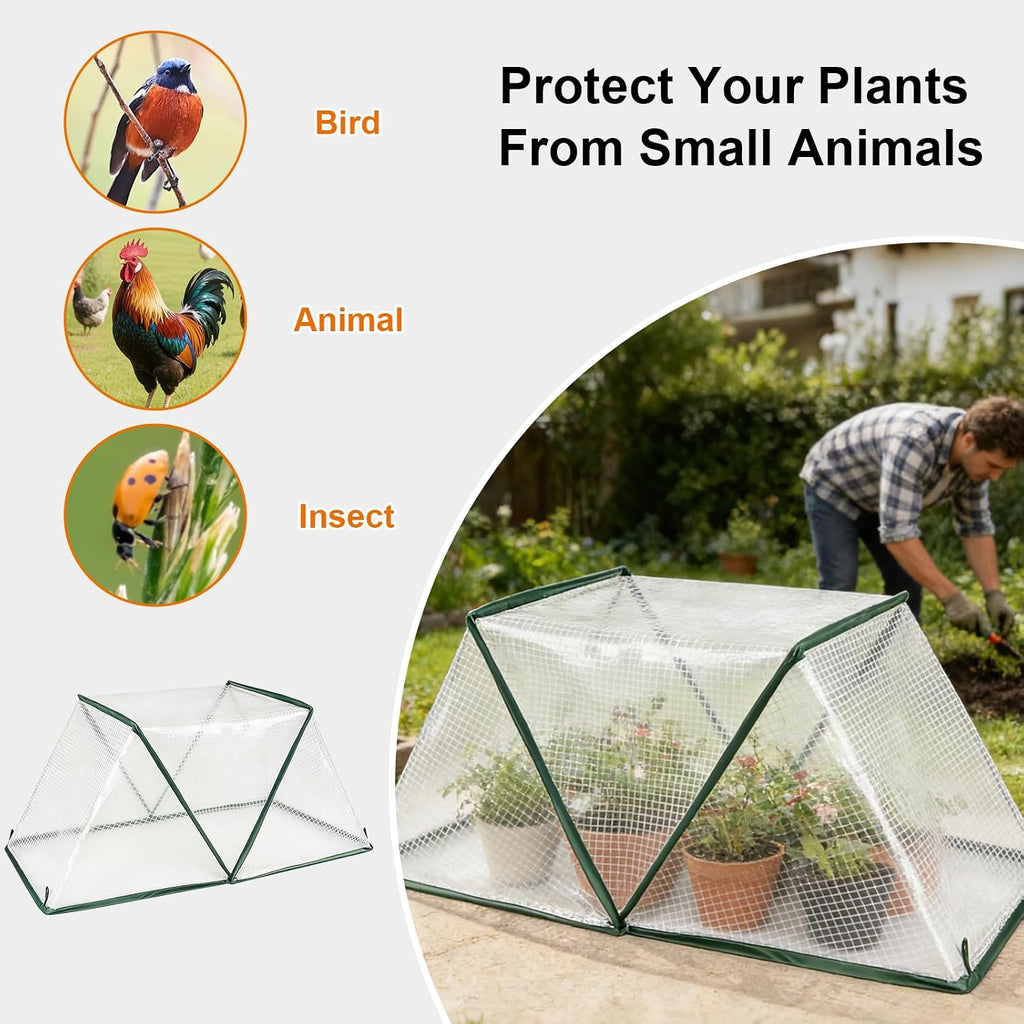 2 Pcs Foldable Garden Row Accelerator Plants Cover-31.9" x 12.2" x 14.1" | Raised Beds Plant Protector, Plant Protector