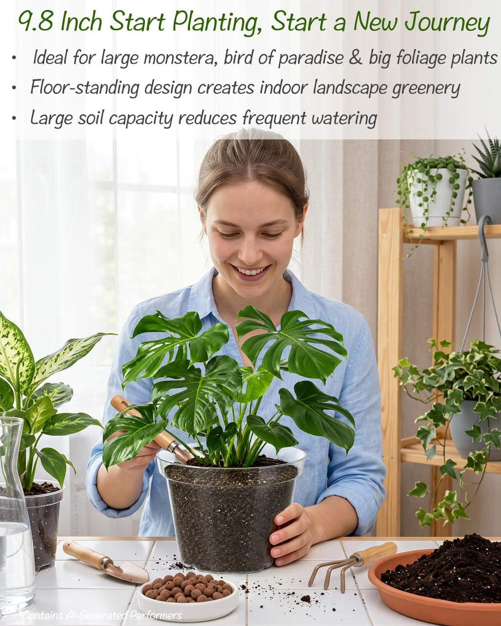 16 Pack 4/6/7.9/9.8 inch Clear Nursery Pots with Drainage Holes | Thickened UV Resistant Plastic Pots, Comes with Plant