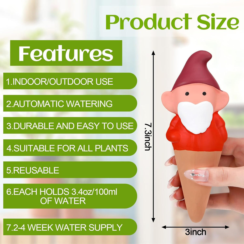 Teenyyou 7 Pcs Terracotta Watering Spikes, Gnome Plant Self-Watering Globes | Planters Insert Devices, Slow Release