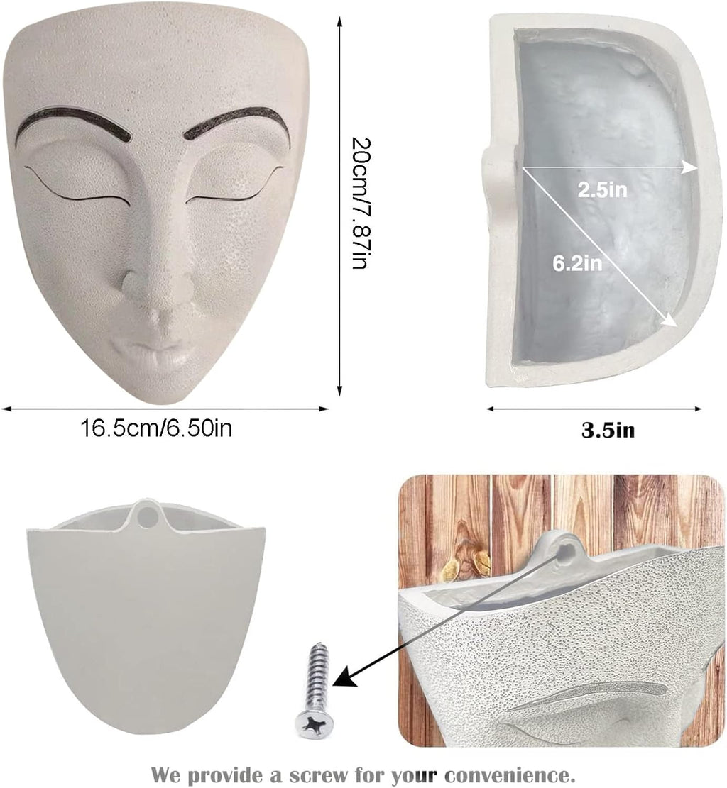 Wall Planter for Indoor Outdoor Plants, Face Planter Hanging Plant Pot for Home Decor, Modern Face Vase Face Flower Pot