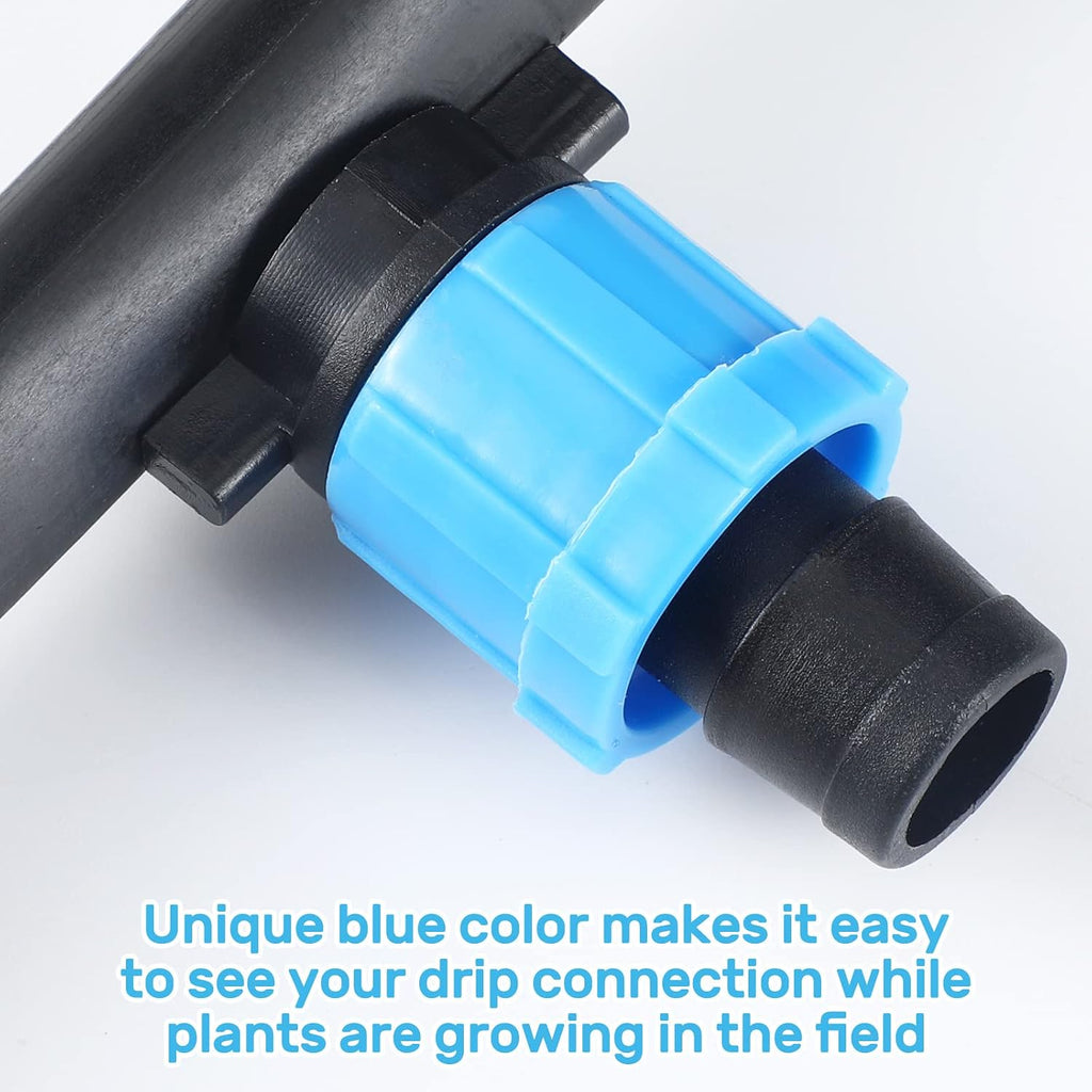 Frienda 100 Pcs Drip Tape Connector Fittings, Locks 1/4" Barb for 5/8" Drip Irrigation Fitting Kit Irrigation Tubing