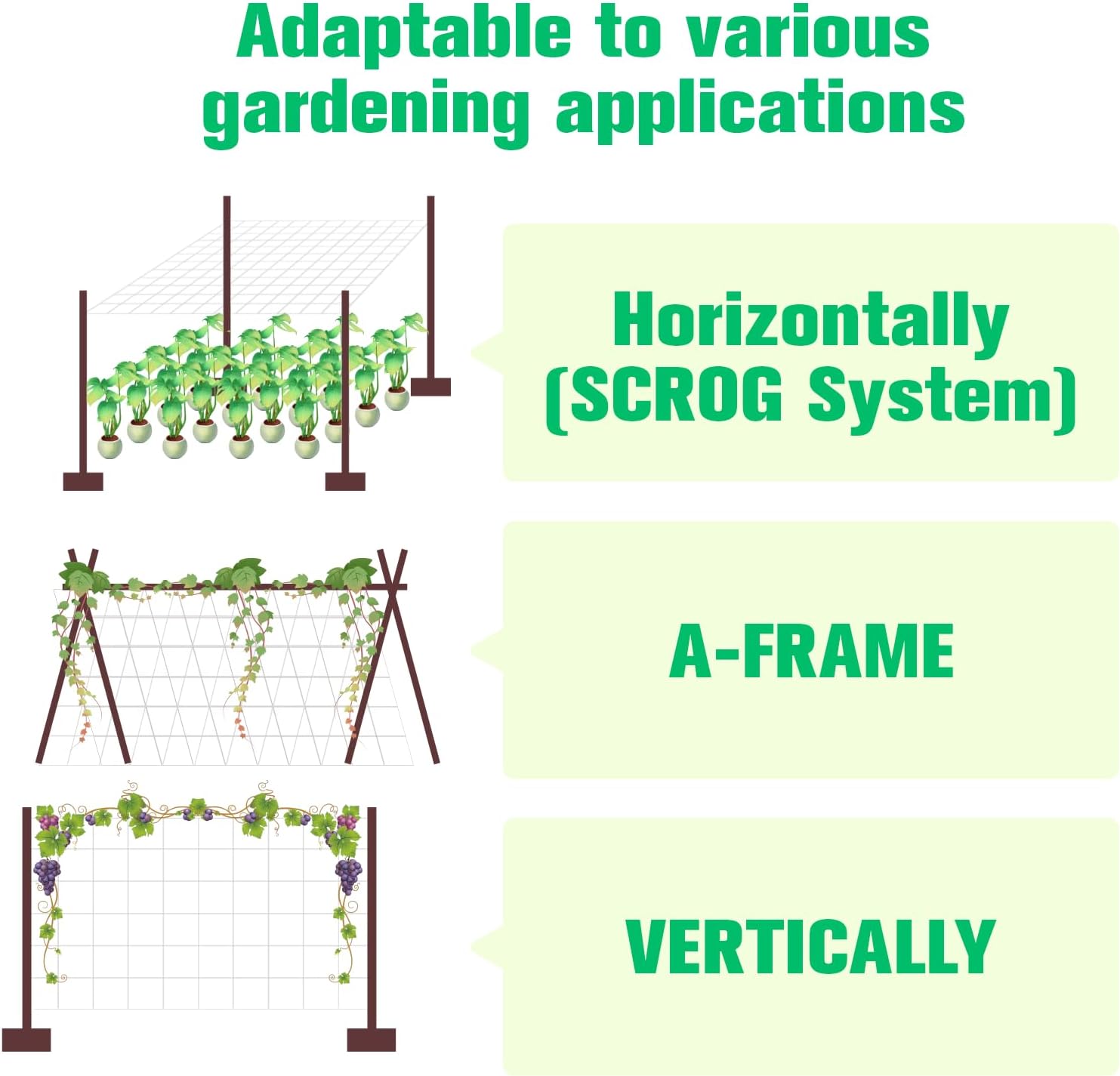 Trellis Netting 5 x 350ft 6x6 in Soft Mesh Garden Netting, Climbing Plants | Heavy Duty Trellis Netting, for Climbing