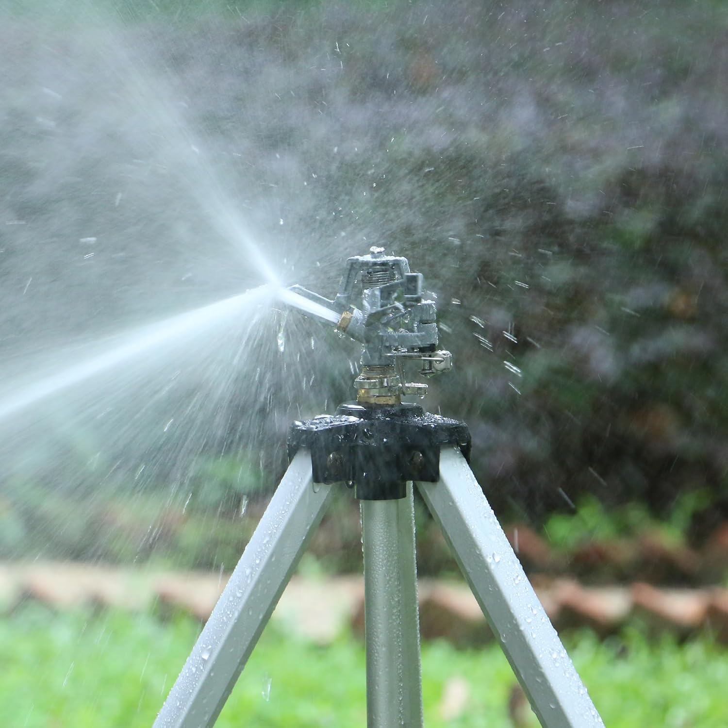 STYDDI Heavy Duty Impact Sprinkler on Tripod Base, Extra Tall Metal Pulsating Telescoping Tripod Sprinkler for Large