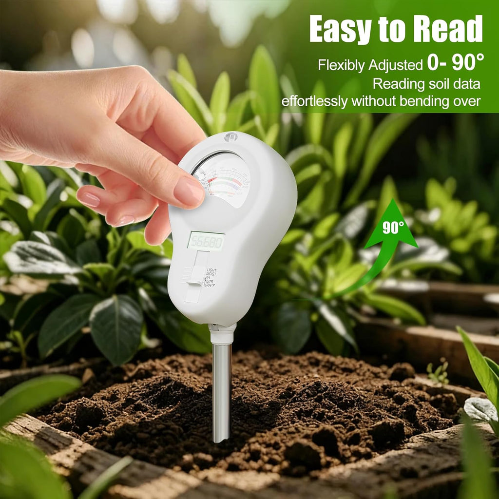 SPECILITE 6-in-1 Digital Soil Tester with Dual Screen & 2 Removable Probes | Moisture, PH, Sunlight, Temperature &