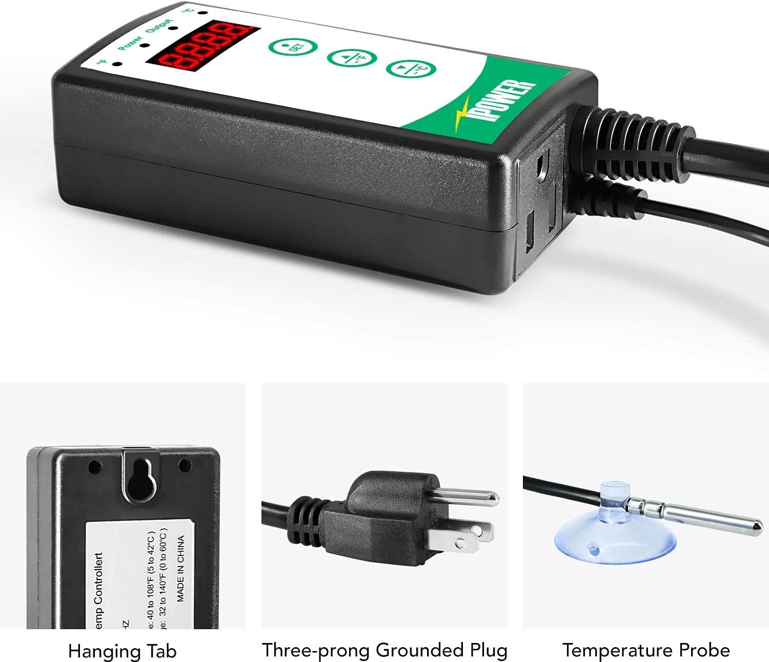 iPower Digital Heat Mat Thermostat Controller and 10" x 20.75" Carbon Film Seeding Warm Hydroponic Pad with Temperature