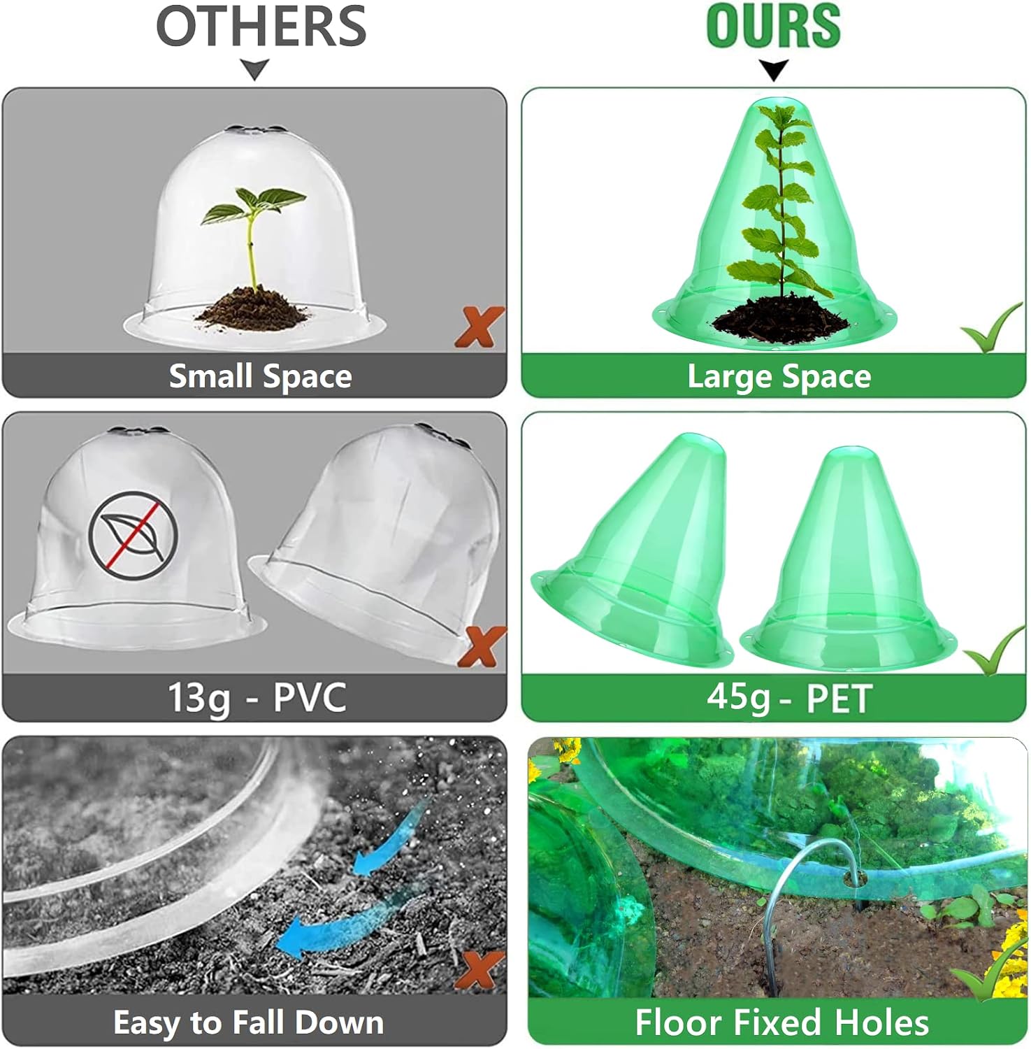 【20 Pieces】 Garden Cloches for Plants, Large Plant Covers Plant Protectors Transparent Bell Jar Cloches to Protect