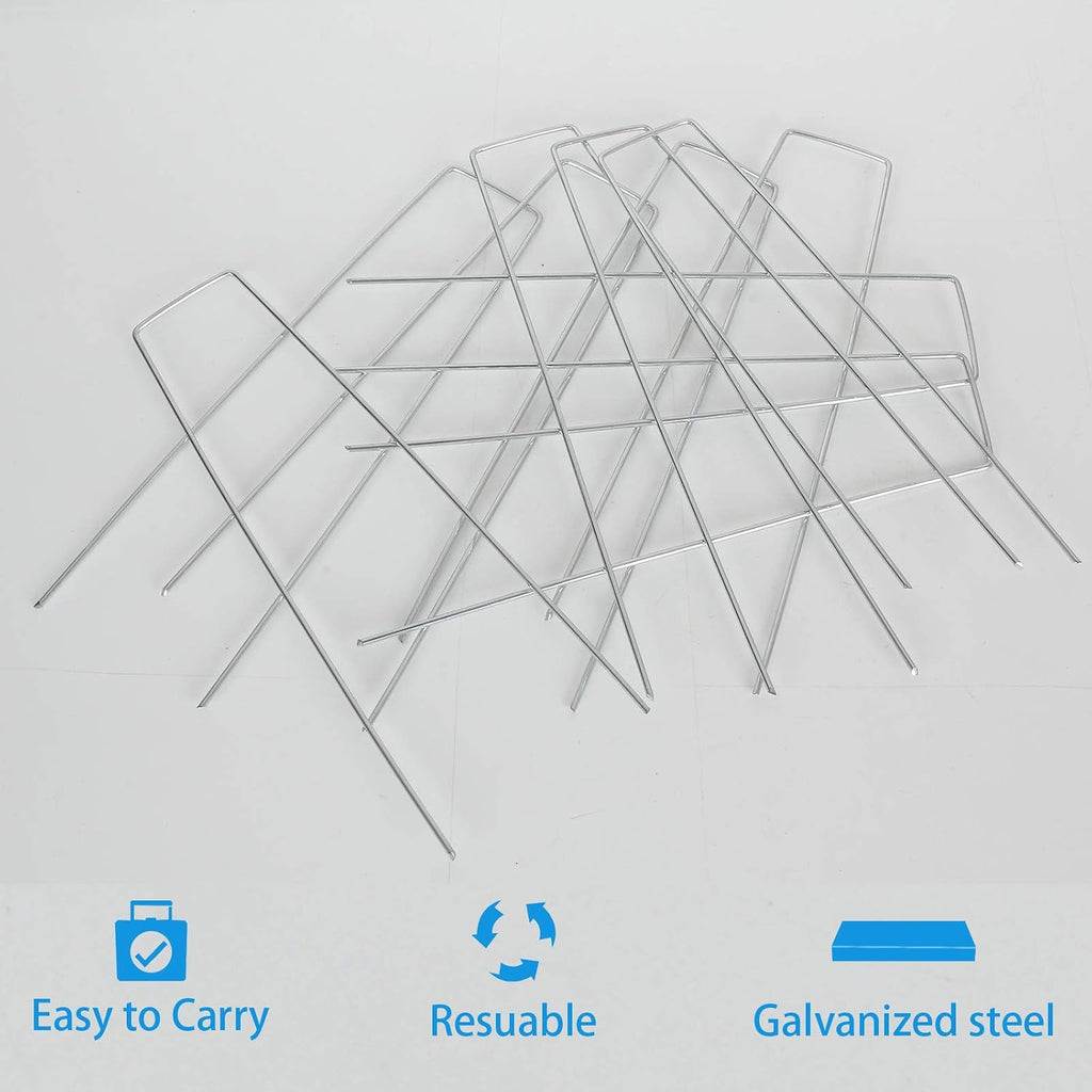 LANIAKEA Garden Stakes 8 Inch Metal Garden Staples 200 Pack Galvanized Landscape Pins Heavy Duty Landscape Stakes for