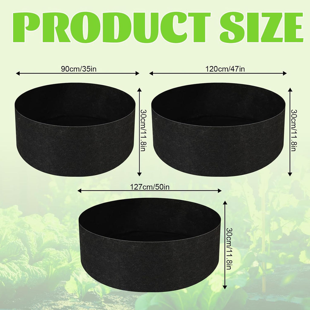 Hushee 3 Pack Plant Grow Bags 50/95/100 Gallon Large Round Grow Bags Raised Garden Beds Planters Pots Heavy Duty Fabric