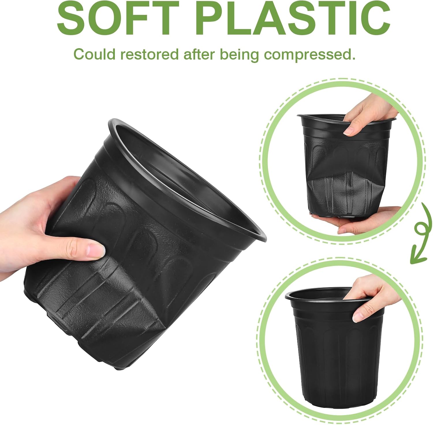 GroTheory 100 Pack 1 Gallon Nursery Pots, 6.7 Inch Plastic Pots for Plants | Plastic Flower Pots with Drainage Holes