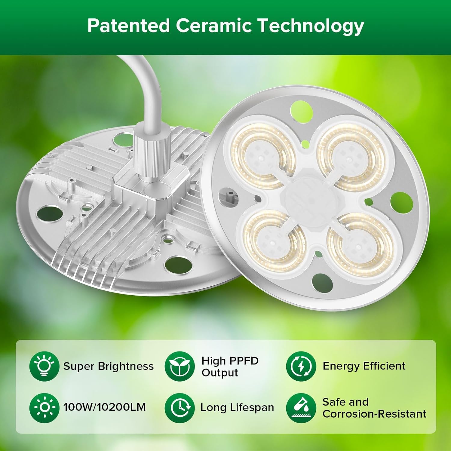 SANSI Grow Lights for Indoor Plants, 100W Full Spectrum Tall Standing | 10200LM, 240 LEDs, CRI Near 100, Adjustable
