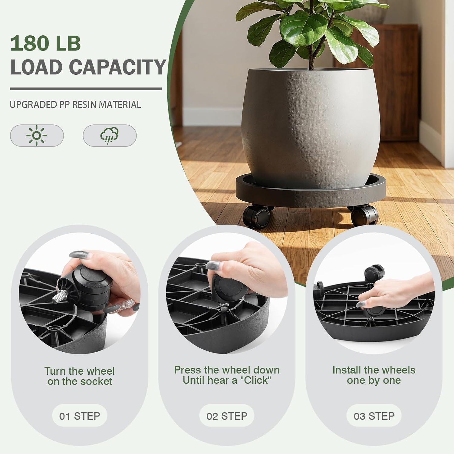 2 Pack Plant Caddy with Wheels, 12.6 inch Rolling Plant Stands | Round Plant Stand Dolly for Outdoor Indoor Heavy