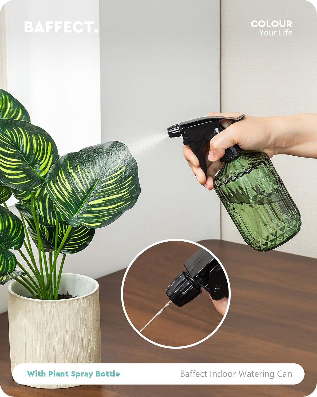 Baffect Indoor House Plants Watering Set for Bonsai, Orchid | Include Balck Metal Long Spout Watering Can (41oz) & Dark