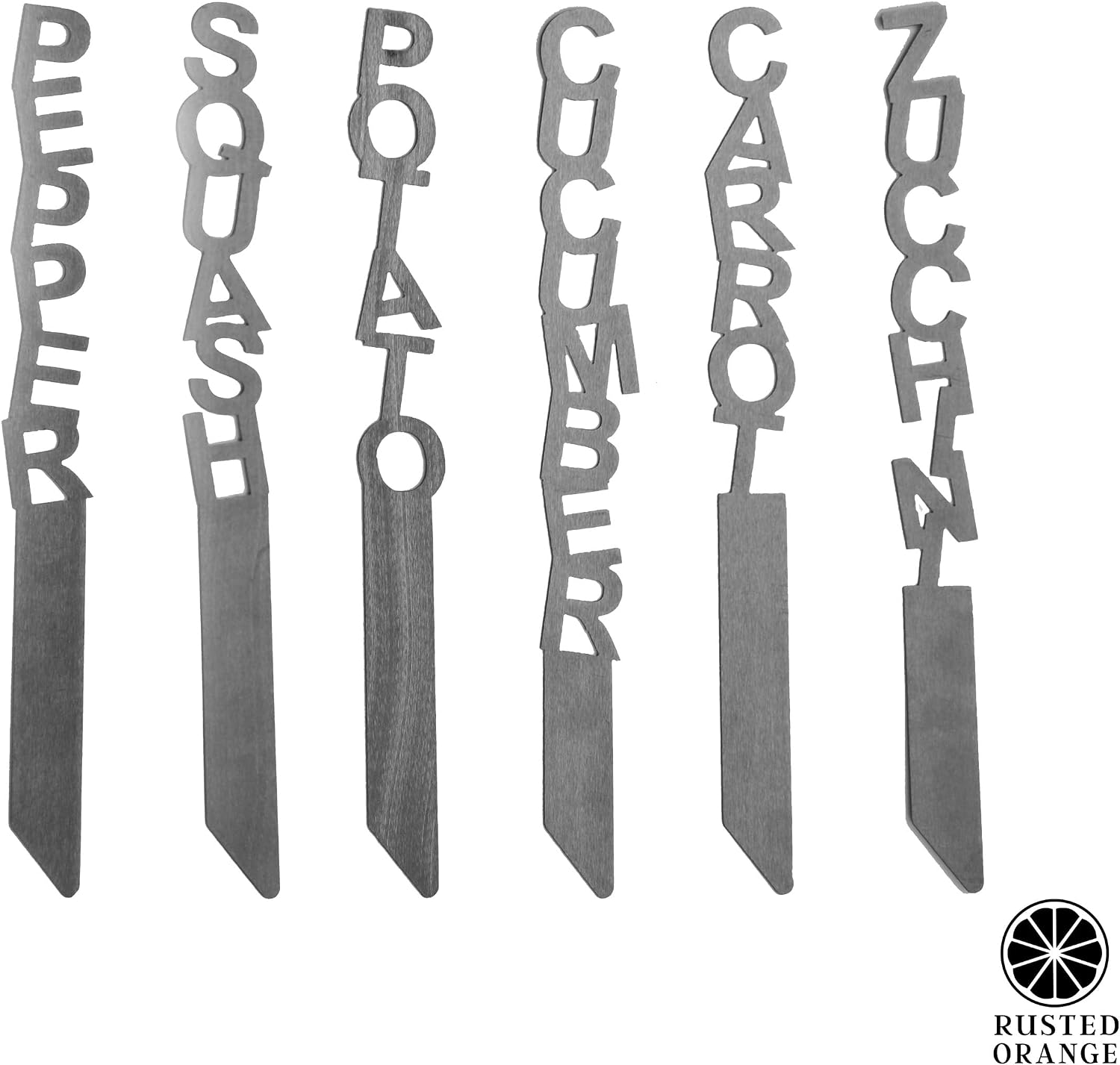 Spell It Out Personalized Metal Garden Plant Markers - Set of 7 - 80 Plant Varieties - Vertical Stacked Name Stakes for