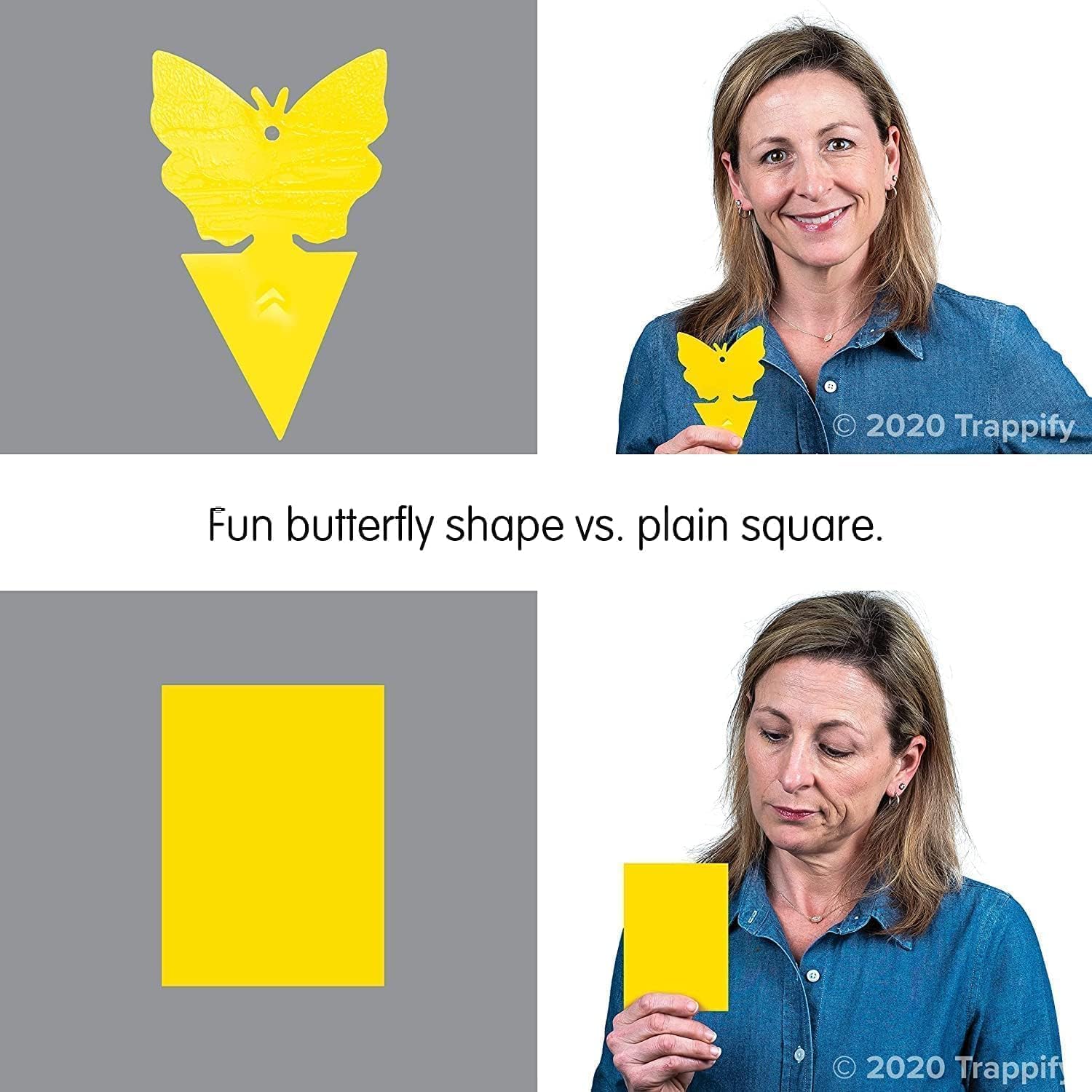 Trappify Gnat Traps for House Indoor and Outdoor | Fruit Fly Trap 100 Pack | Yellow color draws gnats to double-sided