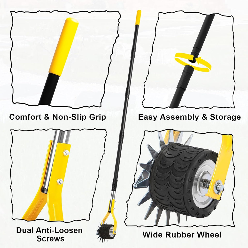 Manual Edger Lawn Tool, 75 Inch Wheel Rotary Edger for Lawn with Extra-Wide Wheel, Grass Edge Trimmer with Adjustable