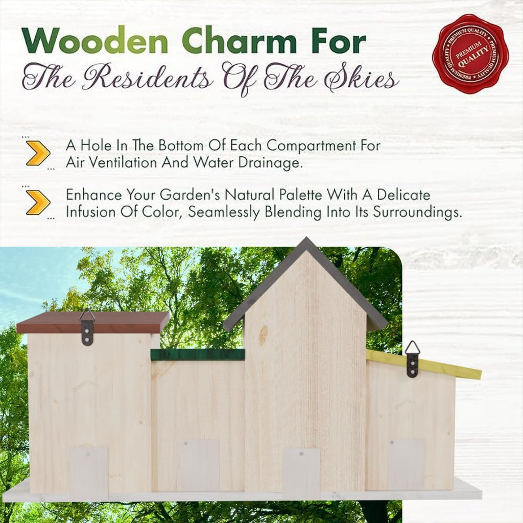 23 Bees 4 Hole Bird House for Outside/Indoors/Hanging, Kits for Children & Adults, Decorative Birdhouse &Home